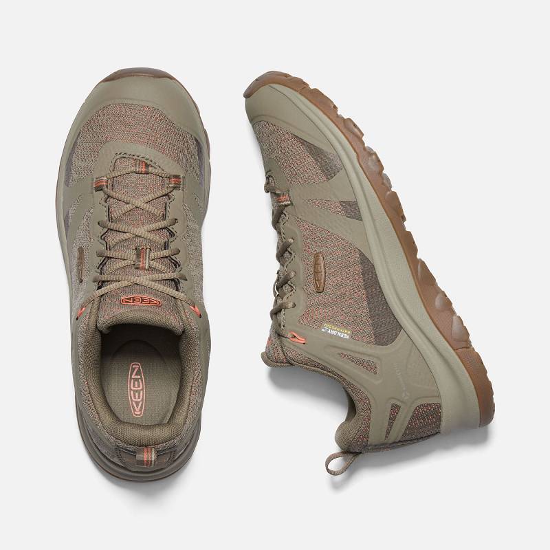 Keen Terradora II Waterproof Wanderschuhe Damen DE-87465 Timberwolf/Coral - Keen Damenschuhe Khaki